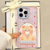 Checked Daidai Bear Contrasting Acrylic Phone Case Suitable for Apple 16promax Pink Apple 15 Protective Case 14