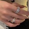 Luxury Floral Ring for Women Sparkling Cubic Zirconia Statement Cocktail Ring Fashion Jewelry Gift