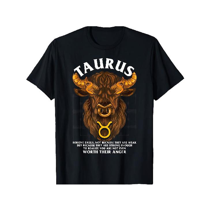 Taurus Bull Horoscope Sign Birthday Gifts for Men for Women T-shirt Men's T-shirt - Short-sleeved Crew Neck, Casual Street Style, Suitable for Themed