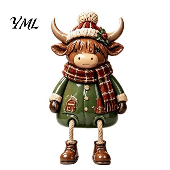 Decorative Fireplace Mantel Figures Christmas Shelf Sitter Figurines, Retro Farm Animal Hanging Leg Decor, Farmhouse Style Holiday Decor Ornaments for