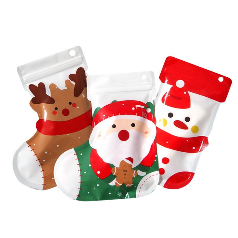 Festive Red Sock Candy Gift Bags: Christmas Self-Sealing Holiday Decoration