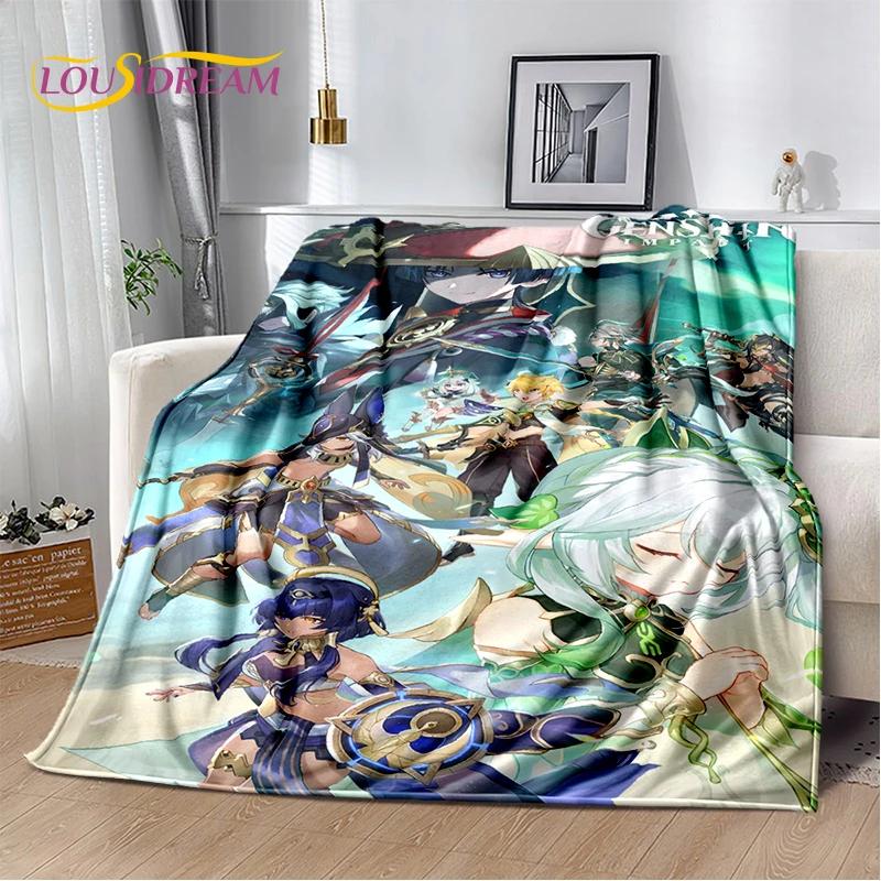 New Genshin Impact Character Solo Cartoon Game Soft Blanket,Soft Throw Blanket for Home Bedroom Bed Sofa Picnic Child Gift