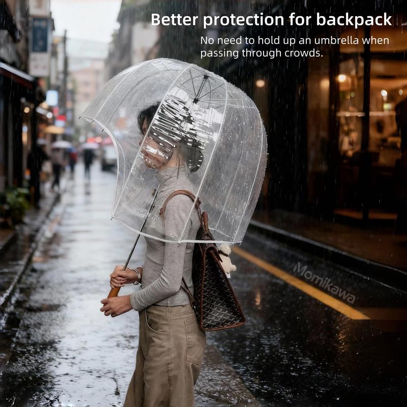 Long-Handled Helmet Umbrella Windproof Waterproof Transparent Fun Cap for Outdoor Weather