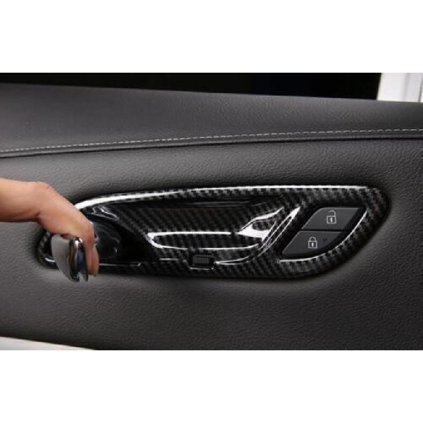 Carbon Fiber Interior Door Handle Bowl Cover Trim For Cadillac XT4 2019~24 Auto