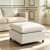 Square Footstool for the Living Room, Ottoman with Plastic Feet, Pouf for Bedroom and Entrance Area