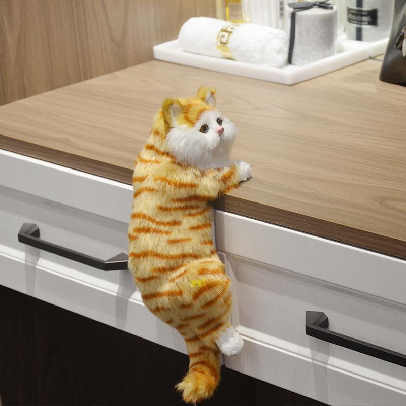 

30cm Simulated Hanging Cat Stuffed Plush Playthings Cute Kitten Persian Cat Plushies Dolls Creativity Hanging Cabinet Ornaments Ideal For Home