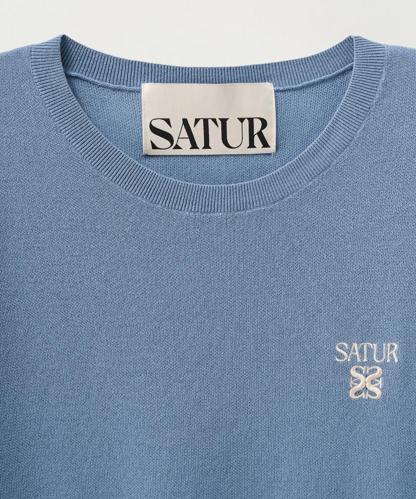 Seteo Lightweight Crew Neck Half Knit Blue