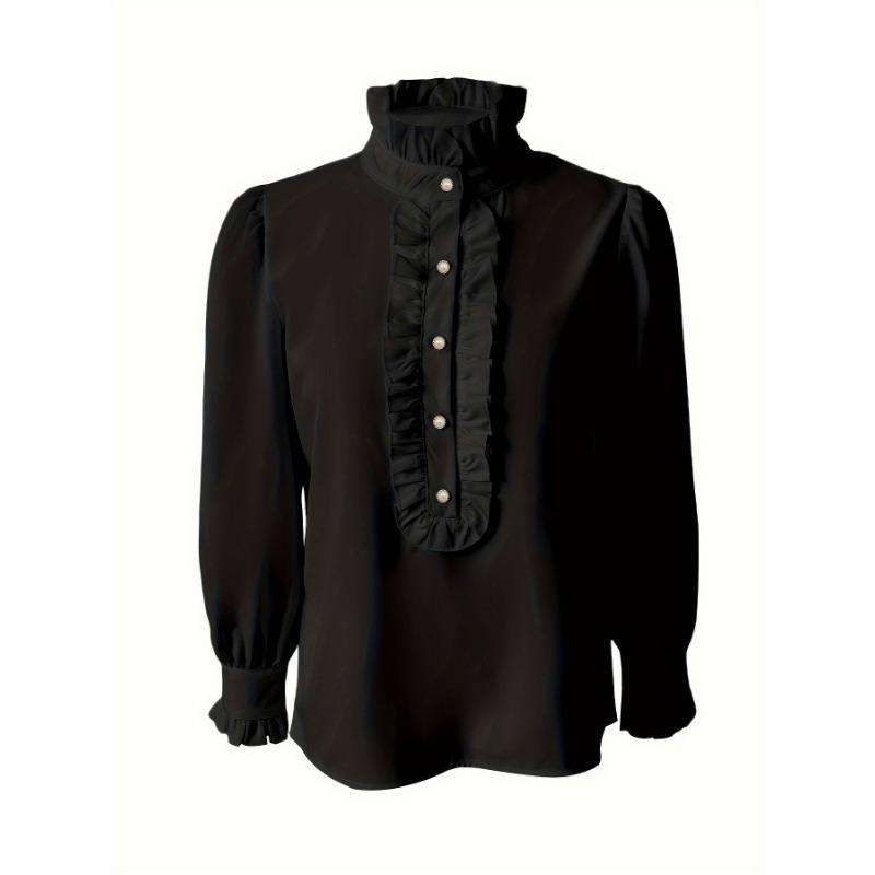 Women Elegant Ruffled Long Sleeve Blouse Plus Size