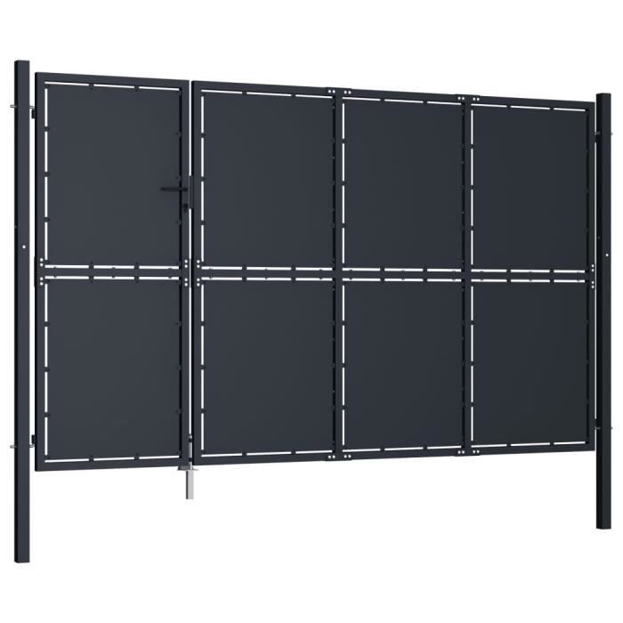 Portail de jardin - VIDAXL - Acier - 350 x 175 cm - Anthracite - Sécurisé et durable