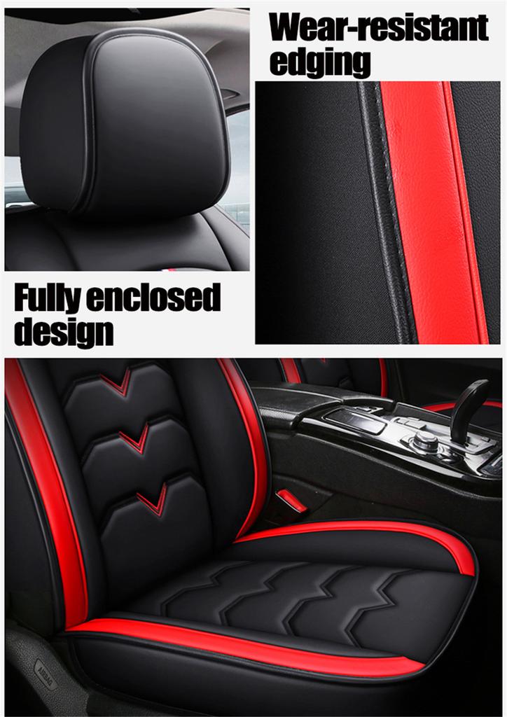 Universal Luxury Breathable Wear-resistant PU Leather 6D Car-styling Auto Car Seat Covers With Headrest Lumbar Pillow