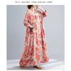New Retro Printed Loose Belly Shading Mulle Lace Long Sleeve Dresses