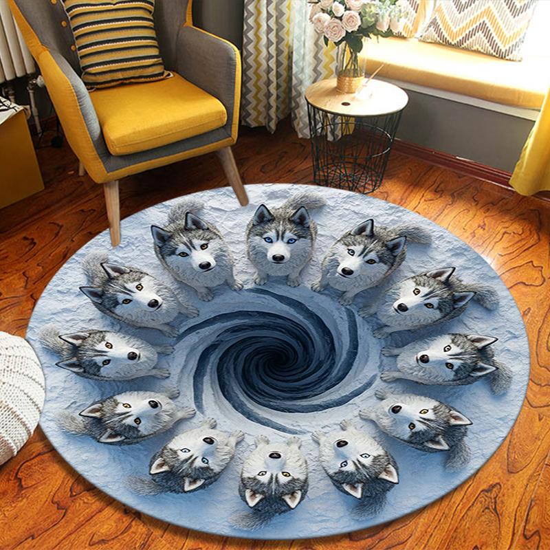 

Alaska Corgi Round Area Rug,Carpet Rug for Living Room Bedroom Sofa Playroom Decor,Non-slip Floor Mat 80cmx80cm