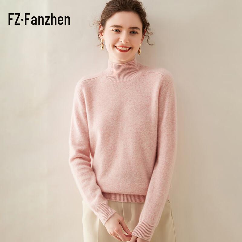 Fanzhen Women's Thickened Mock Neck Cashmere Sweater