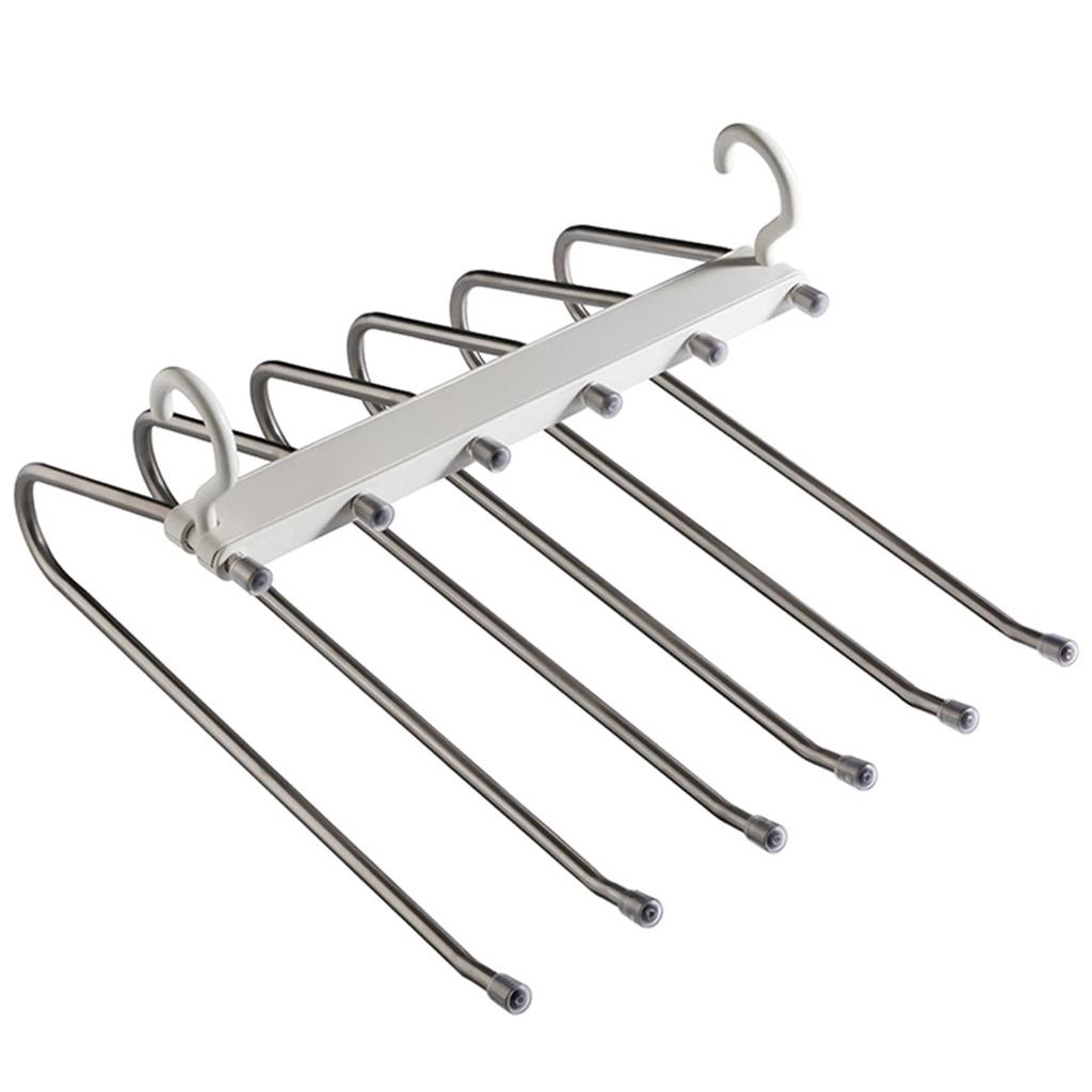 Space Saving 6 Tier Pants Hangers,Anti-Slip Stainless Steel Closet Organizer for Adults Kids,Home Wardrobe Storage Trouser Racks