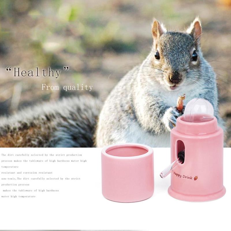 Sxgyubt Pet Bottle Ceramic Water Fountain for Guinea Pig Rabbit Hedgehog Hamster Pink