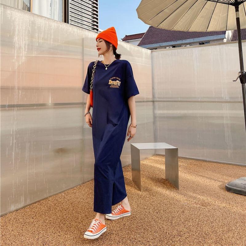 Women's Fashion Summer Spring 1/2 Sleeves O-Neck Loose Waistline Casual Dresses