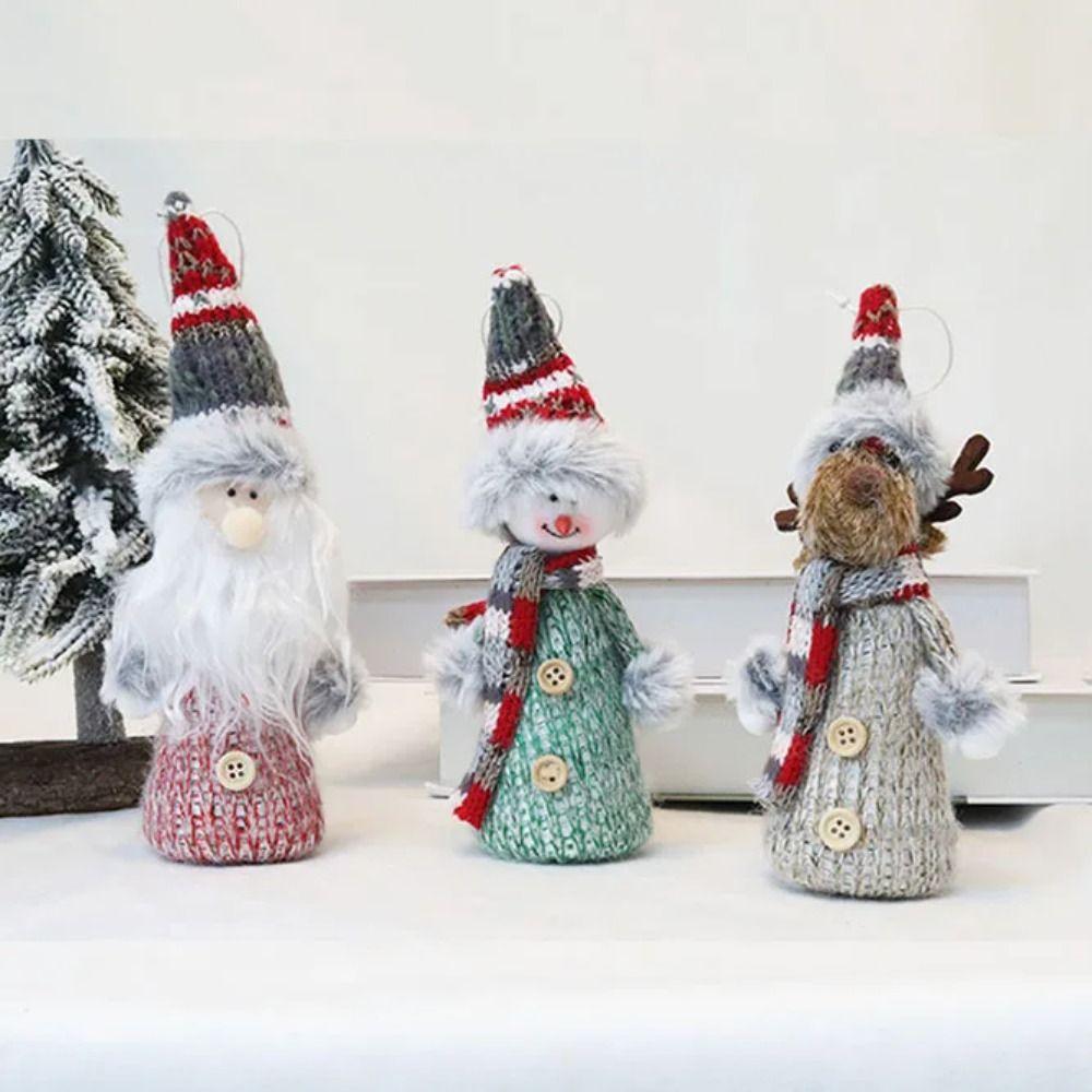 2pcs Colorful Christmas Tree Hanging Pendant Unique Santa Claus Figurine Christmas Plush Dolls Prop