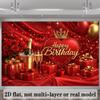 2D Romantic Red Gold Happy Birthday Backdrop for Birthday Photoshoot