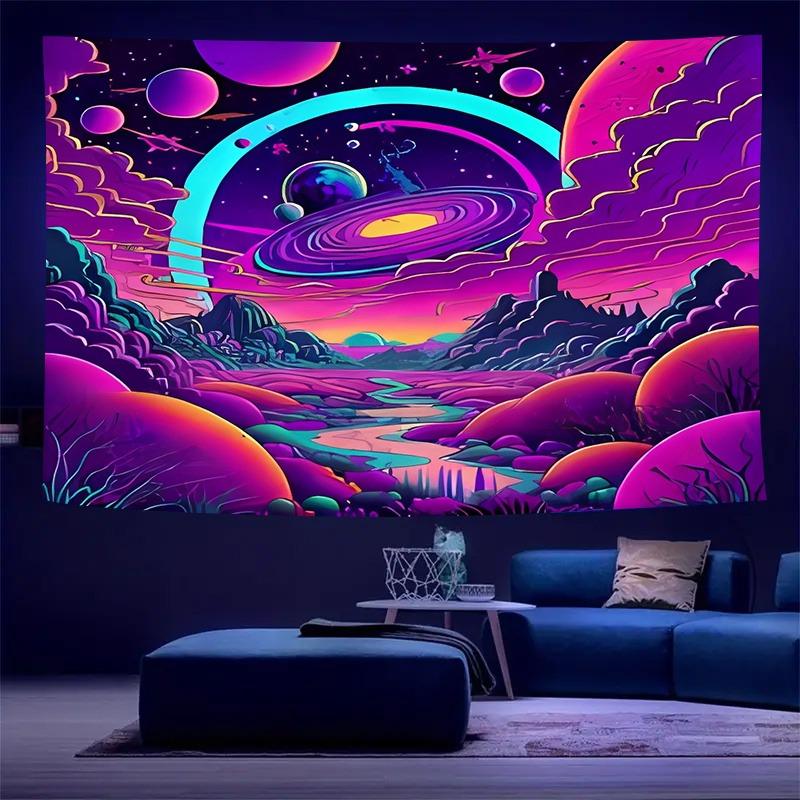 Ultraviolet Bubble Giant Tree Luminous Tapestry, Indoor Mood To Create Atmosphere, Psychedelic Luminous Art, Bedroom Decoration