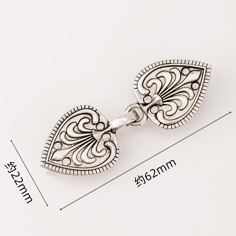 Hollow Metal Clasp for Qipao/Hanfu Collar, Frog Button for Coats & Scarves