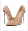 Fashion Super high heels for women, slim heels, pointed toe, shallow mouth single shoes new patent leather plus size reverse shoes, 12CM