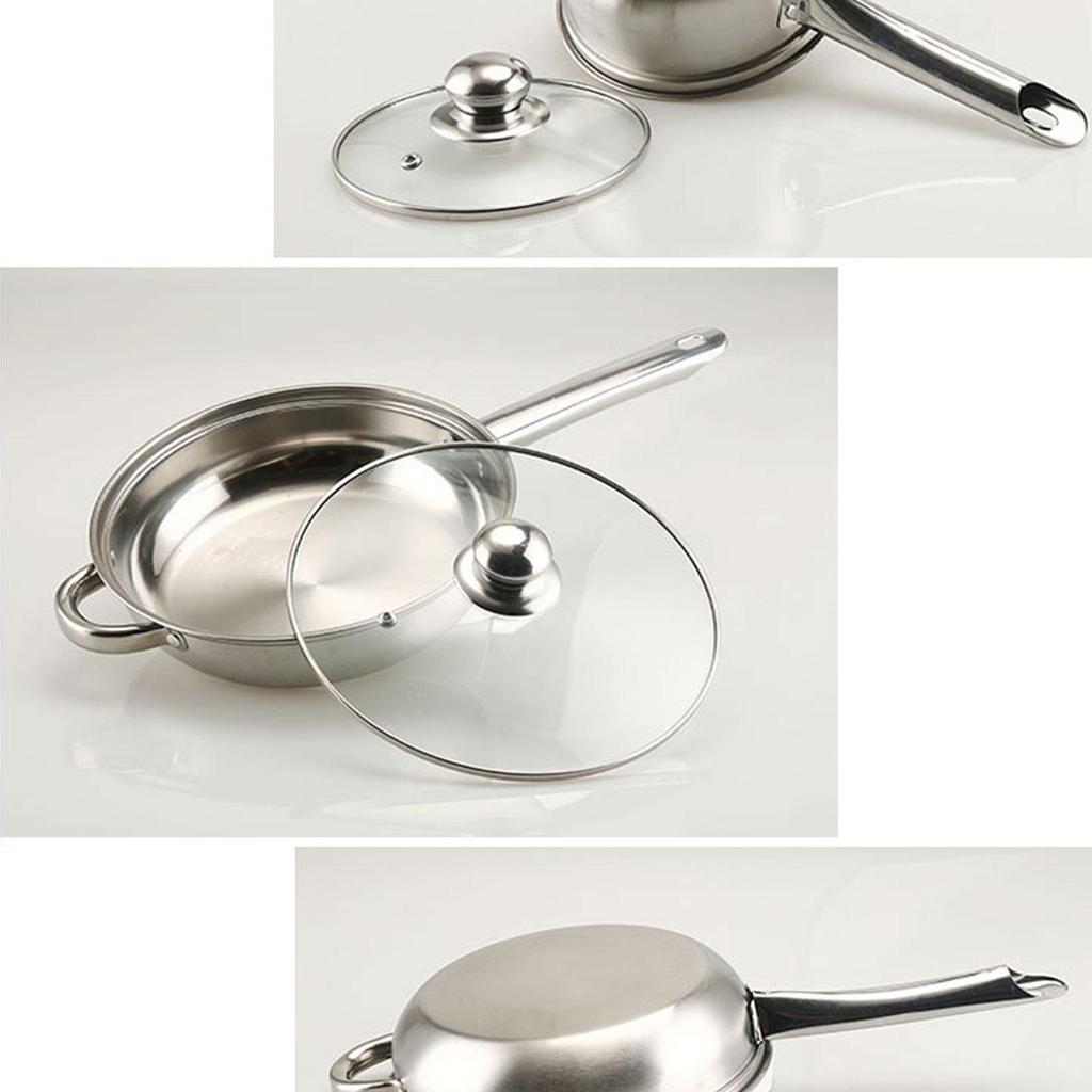 6x Pots and Pans Set Saucepan Sturdy Cookware for Indoor Camping Kitchen 12PCS Silver Handle