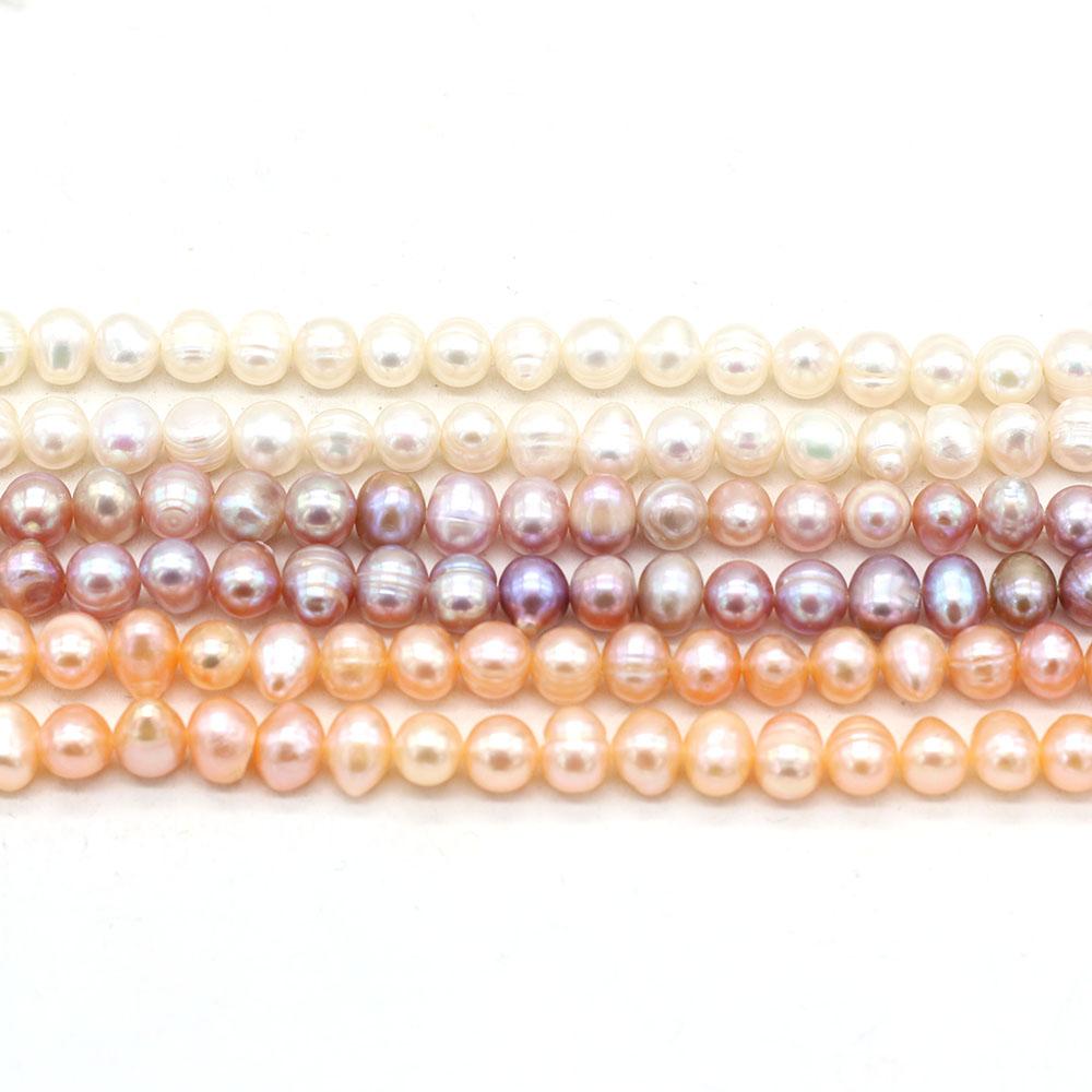 1String, Natural Freshwater Pearls, Subcircle Pearl Beads, 6-7 Mm, for DIY Necklace Bracelet, Jewelry Making, Women Birthday Party Crafts, 36cm
