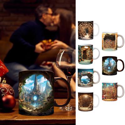 300-400ML bokhylla kaffemugg med handtag Värmebeständig keramik Multifunktionell te Mjölk Vattenbibliotek Hylla Mugg Bokälskare Födelsedagspresent