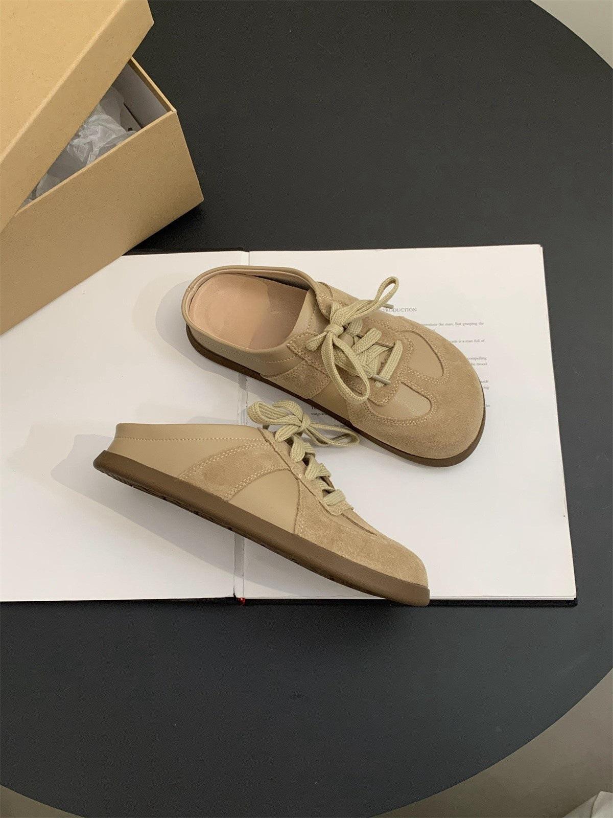 

Тапочки Baotou, женская летняя одежда, ретро-обувь для моральной подготовки, женская толстая подошва без каблука и одна педаль, ленивая обувь 38 абрикосовый