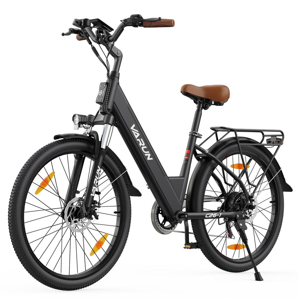 VARUN C26-1 Outdoor Riding Electric Bicycle With TowSeat 500W Motor  48V10.4Ah Battery Urban Commuting E-Bike 26 Inch Road Tires Electric Bike