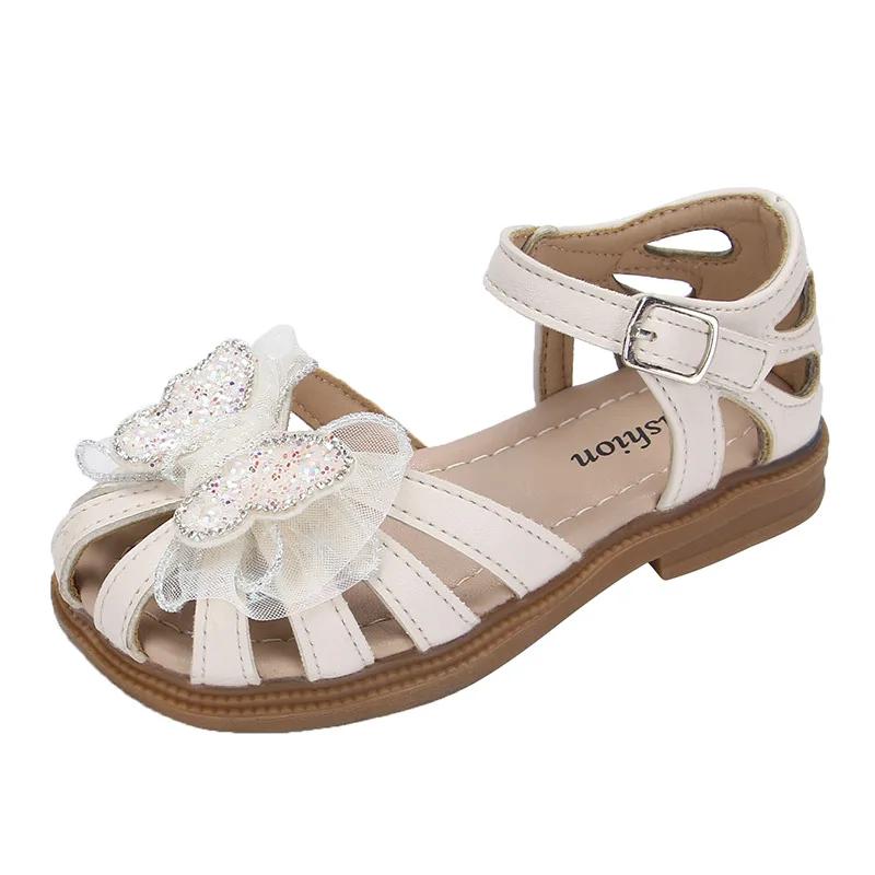Mädchen Sommer Strandschuhe Prinzessin Sandalen Cut-outs Kindersandalen Kristall Schmetterling mit Spitze Süß Weich Atmungsaktiv Anti-Kick Niedlich