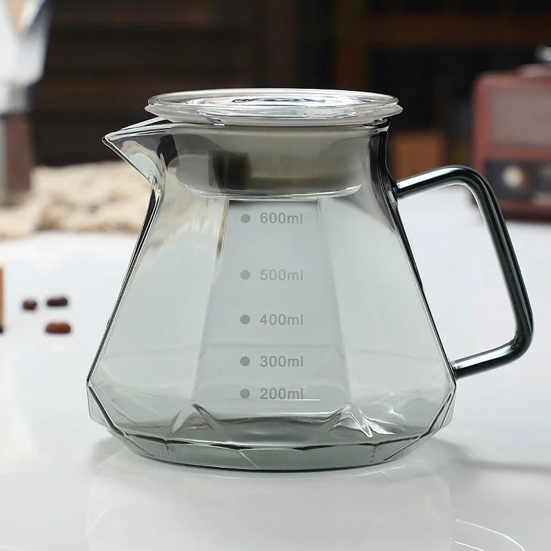Glass Coffee Server for Drip Coffee Maker,Diamond Fashion Design Glass Coffee Carafe,Coffee Pot with Lid,Pour Over Coffee Filter