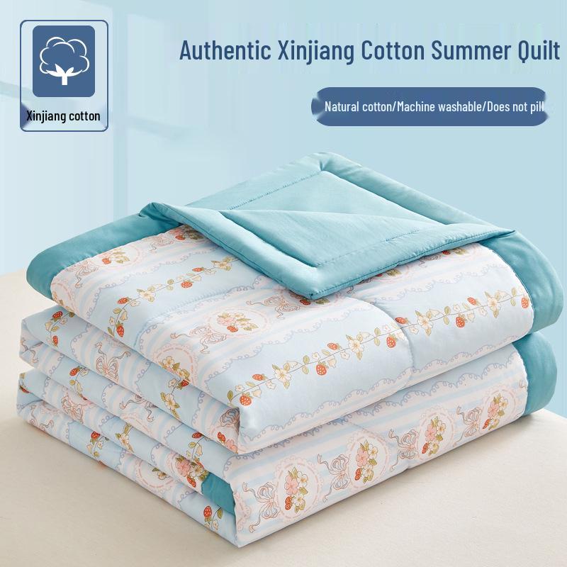 Xinjiang Cotton Summer Air Conditioning Quilt, Machine Washable Thin Quilt for Dormitory, Ideal for Students