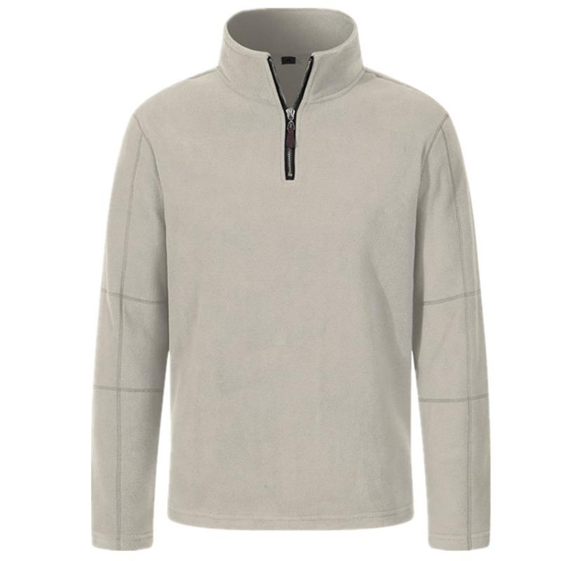 Trendy versatile men's tops autumn and winter new men's clothing fleece sweater stand-up collar half zipper long sleeve European size