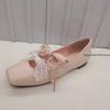 Fashion Ballet Silver Flats Spring Mary Jane Shoes Small Square Bow Flat Shoes Lazy Slip-on Single Shoes Soft Sole Comfort Dress Pumps