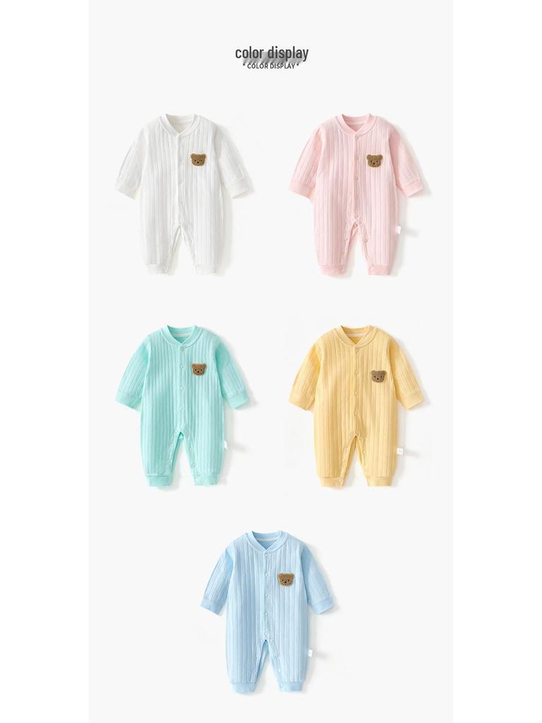 Pure Cotton Newborn Long Sleeve Bodysuit: All-Season, Close-Fitting Pajamas