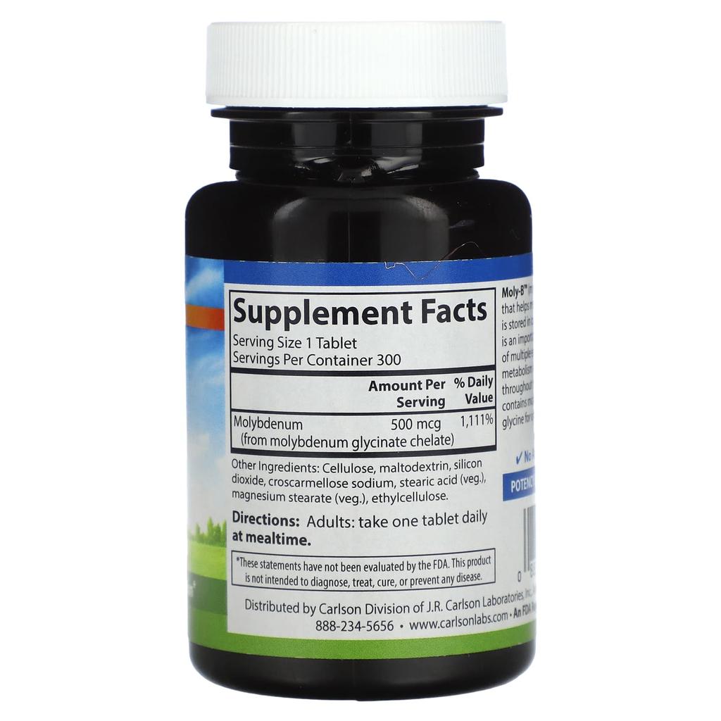 Moly-B™, Kelatert Molybden, Vegetabilske tabletter, 300 tabletter (500 mcg hver)