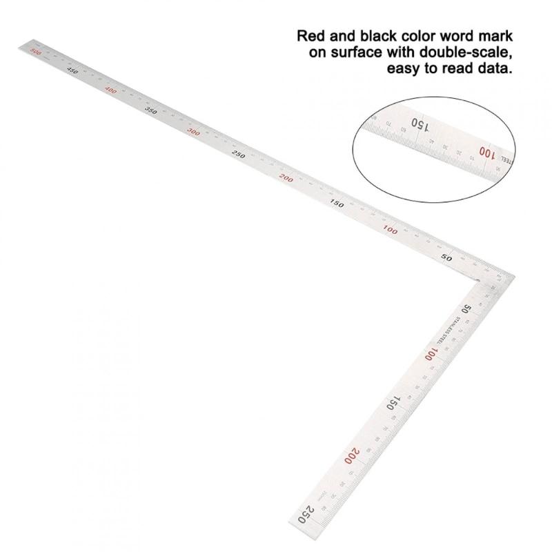 90 Degree Framing Square Ruler Layout Template Tool L Shape Right Angles Ruler Universal Stainless Steel Measuring Ruler