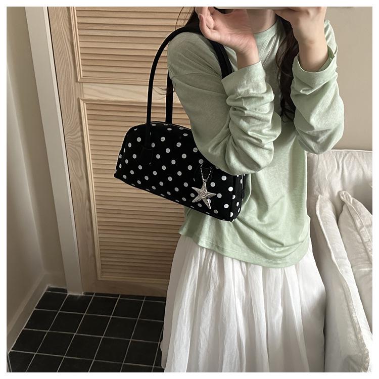2026 Women's Textured Polka Dot Mickey Boston Crossbody Bowling Bag