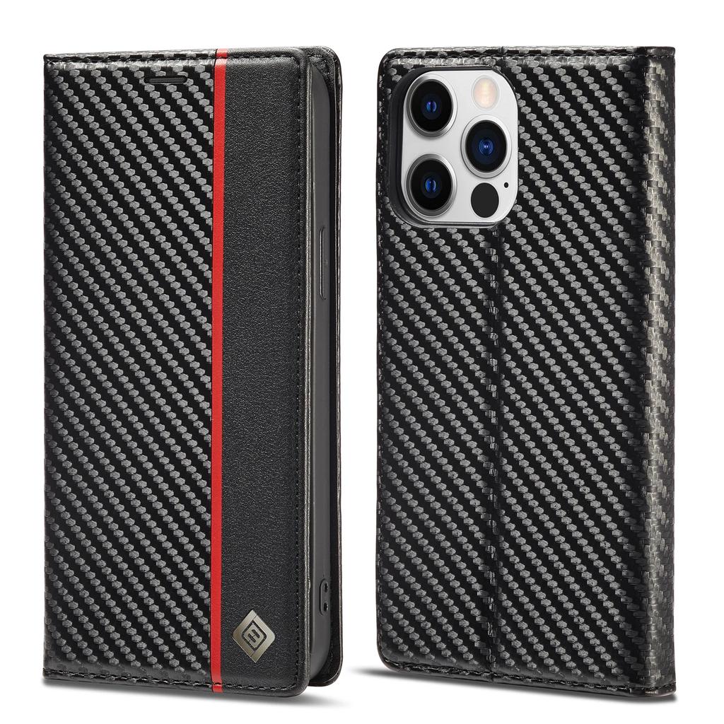 Luxury Carbon Fiber Leather Wallet Case For iPhone 15 14 16 Pro Max 13 12 11 XS X Plus XR SE 2025 Magnetic Flip Book Bag Cover