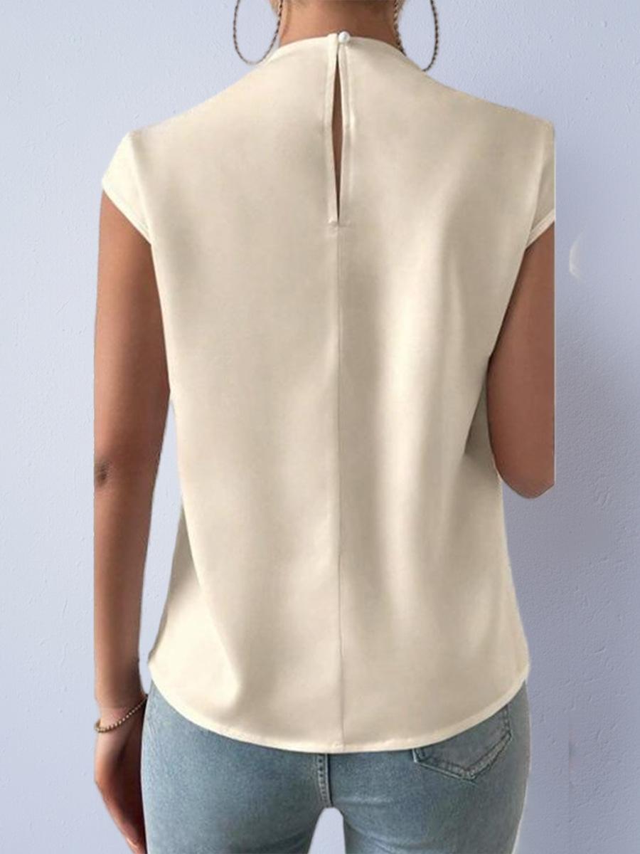 Женская безрукавка-футболка осенняя, европейский и американский стиль, с ощущением шелка L шампанского