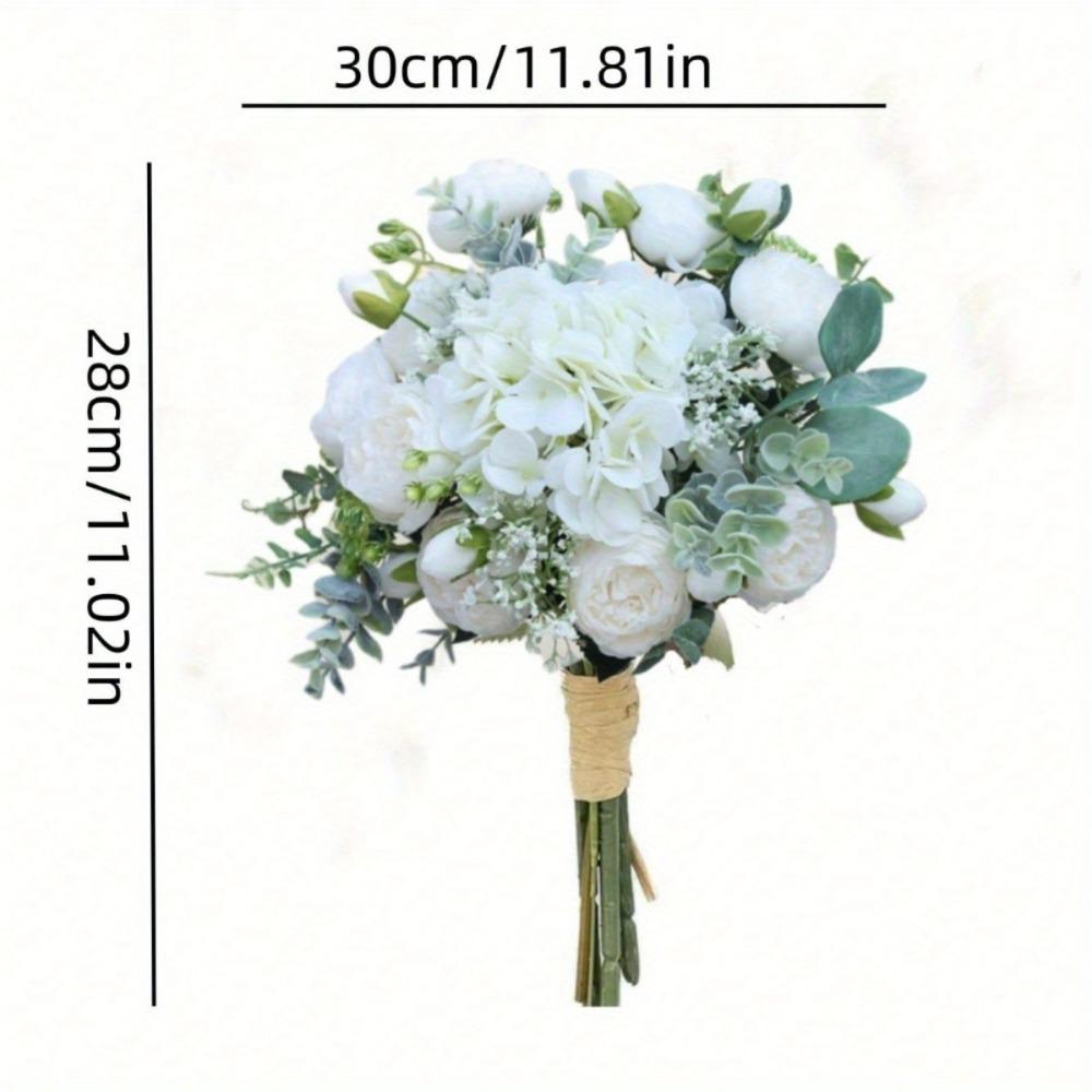 White Cascading Bridal Bouquet, Bride Simulation Bouquet, 28cm Wedding Bouquets for Bride, Bridal Bouquets for Wedding, Ceremony, Outdoor Decor