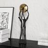 Metal Handicrafts Simulated Human Figure Sculpture Golden Ball Ball-bearer Figurine Metal Figurine Home Decoration Accessories