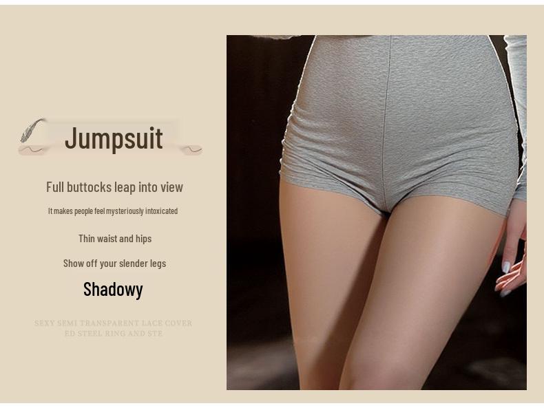 Verlockender Yoga-Anzug mit Doppelreißverschluss und offenem Schritt-Design