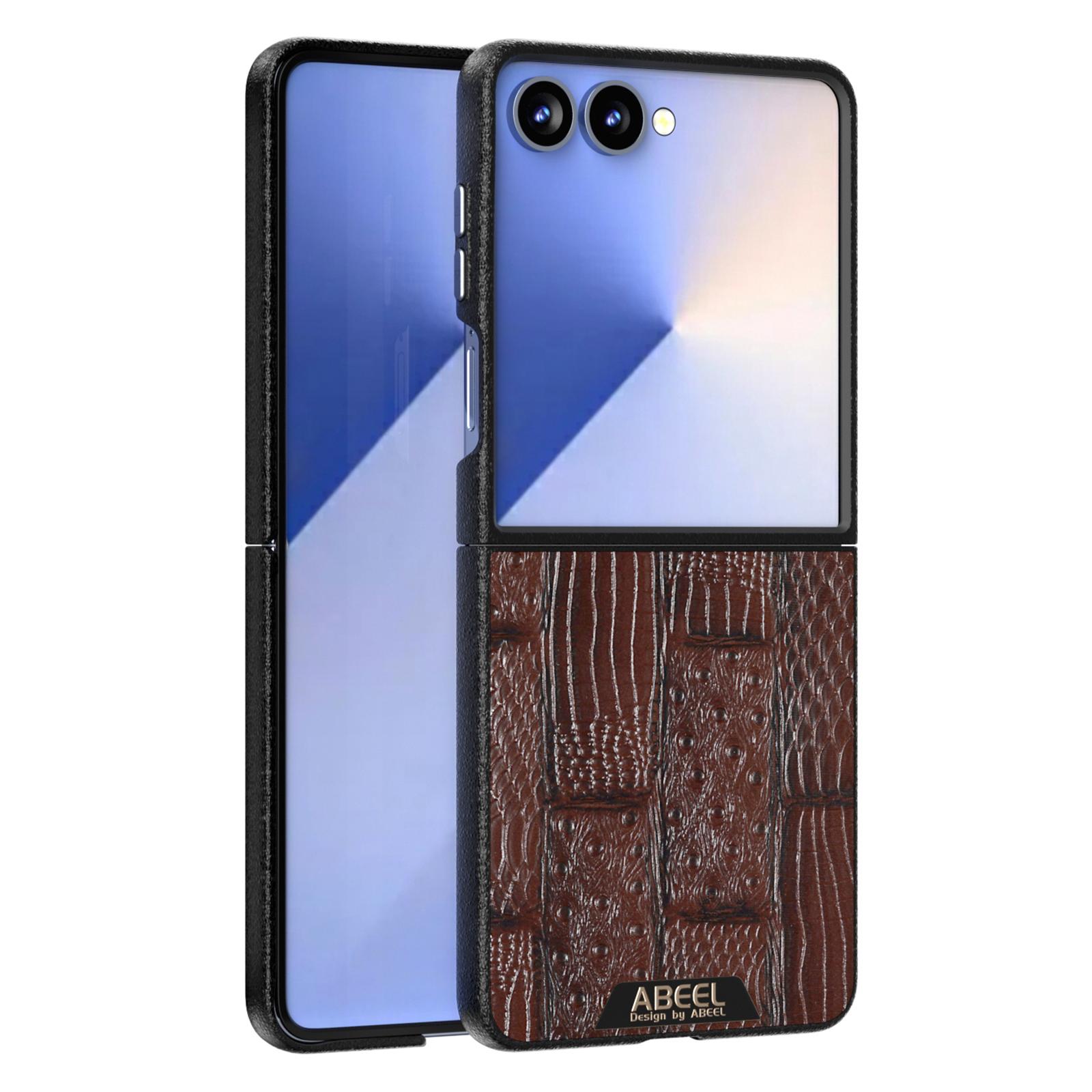 

ABEEL For Samsung Galaxy Z Flip7 5G Case Compatible with MagSafe Beast Texture Micro-Embossing Back Cover Coffee