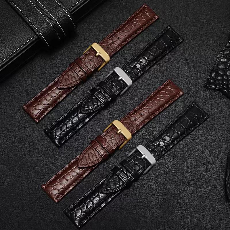 Crocodile Skin Watch Band 16mm 18mm 20mm 22mm 23mm 24mm Men Women Black Brown Genuine Leather Strap Bracelet for Any Watch Brand