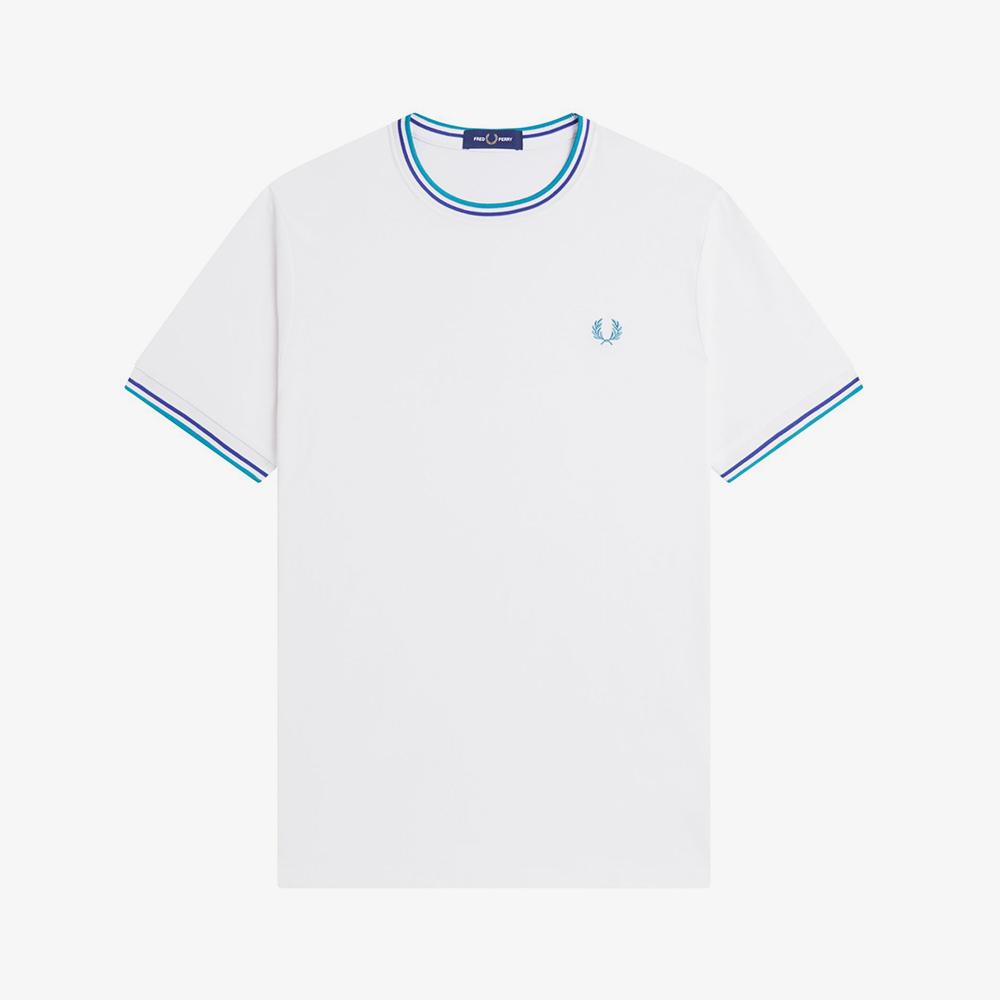 Fred Perry [Sharp] Twin Tip T-Shirt - Snow White/Deep Mint/Soho Eclipse Afpm2611588-94A