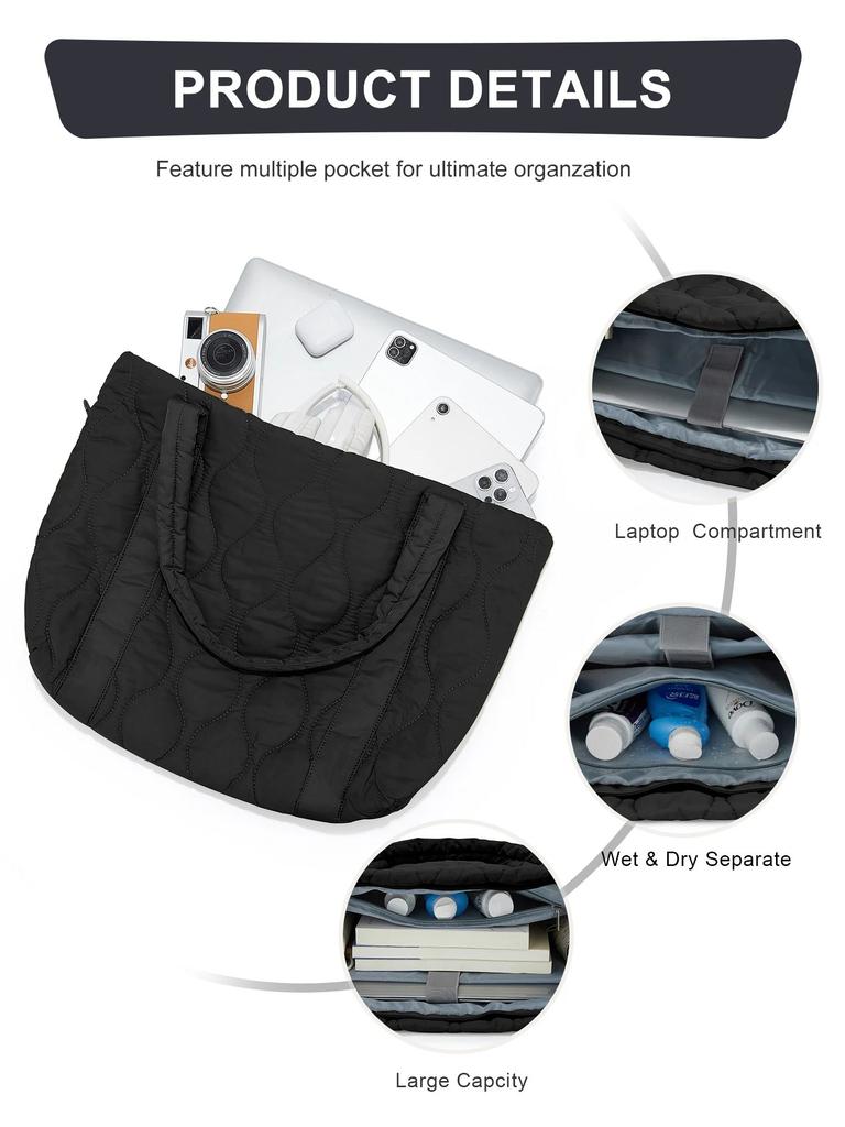 Women's Tote Bag Shoulder Bag Sewing Thread Large Capacity Fashion Advanced Sense Handbag Practical Female's Commuter Laptop Bag