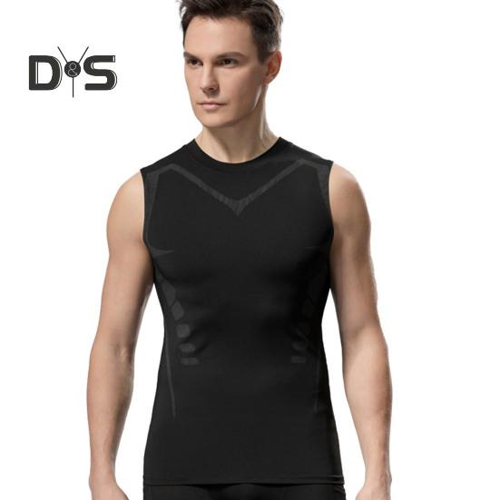 Herren Sportweste Rundhalsausschnitt Ärmellos Hochelastisch Atmungsaktiv Oberteile Muskelformend Body Athletic Compression Tank Top
