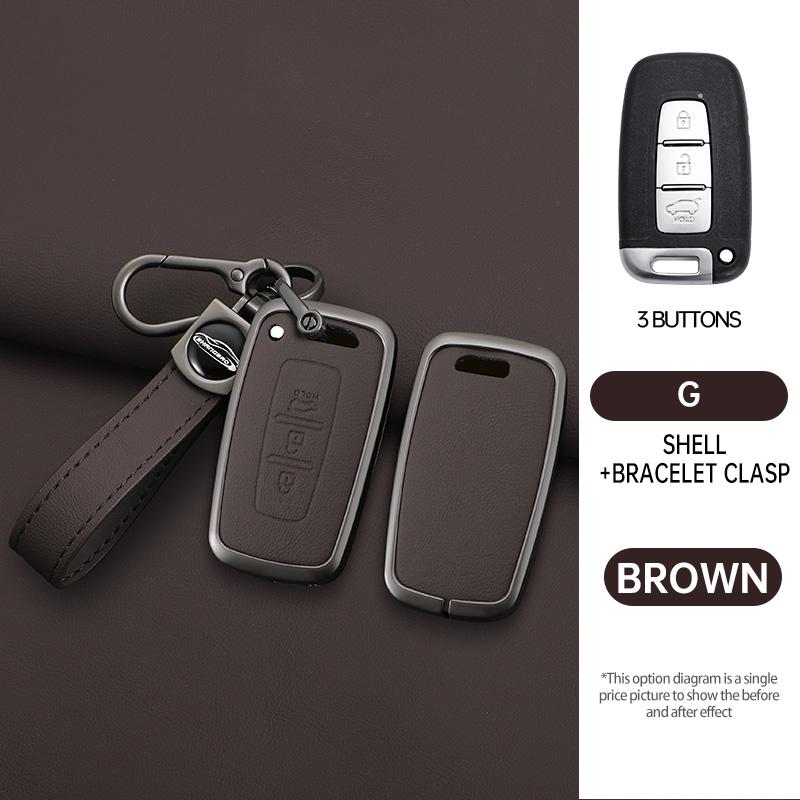 Car Key Case Cover For Hyundai Genesis Coupe Sonata Ix35 For Kia Forte Sportage K2 K5 Zinc Alloy Leather Protector Accessories